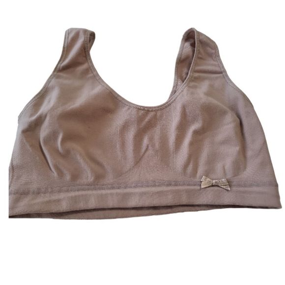 LEONISA Vintage Discontinued "Wireless Everyday Bra" Nude Compression Size L - Picture 7 of 8